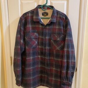Freedom Foundry Red and Blue Plaid Button Up Comfy Flannel Shirt Jacket